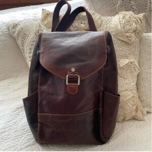 Jack Georges Voyager Collection Brown Leather Backpack Crossbody Convertible Bag